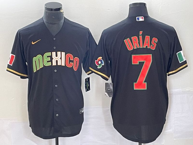 Men 2023 World Cub Mexico 7 Urias Black Nike MLB Jersey style 91846